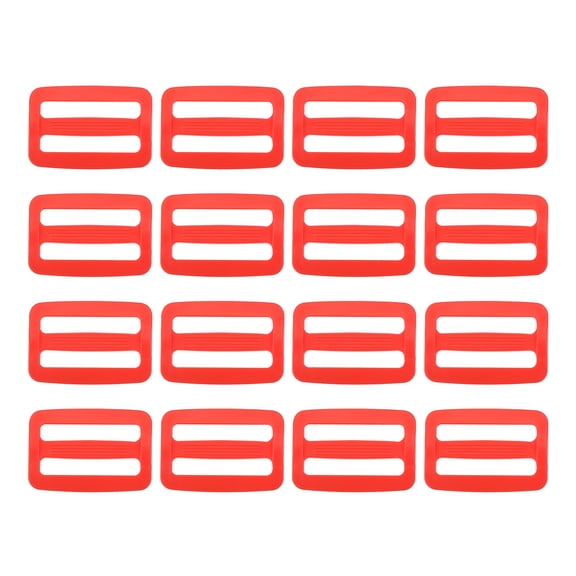 16 Pack Plastic Slide Buckle, 1 1/4 inch Tri-Glide Slider, Tri-Ring Adjusters Webbing Slider for Backpack Strap Dog Collar, Red