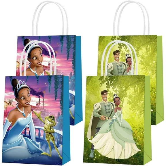 16 Pack Princess Tiana Party Gift Bags Party Decorations, Birthday Party Favors Treat Candy Goodie Bags for Frog Princess Theme Birthday Shower Party
