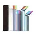 thumbnail image 1 of 16 Pack Rainbow Color Reusable Metal Straws with Silicone Tip Colored Long Stainless Steel Drinking Straw, 1 of 8