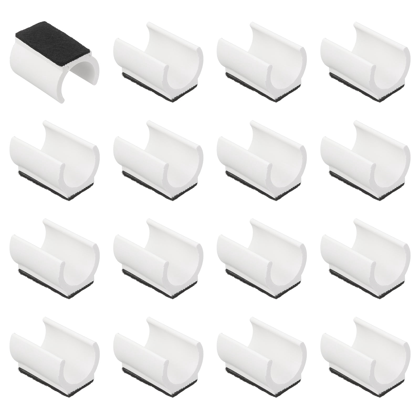 16 Pack Rectangle U Shaped Chair Leg Caps with Felt Pads, Fit 25mm Dia Tubular Legs, Slide Smoothly Furniture Feet Protector No Scratches No Noise for Hardwood Floors, White