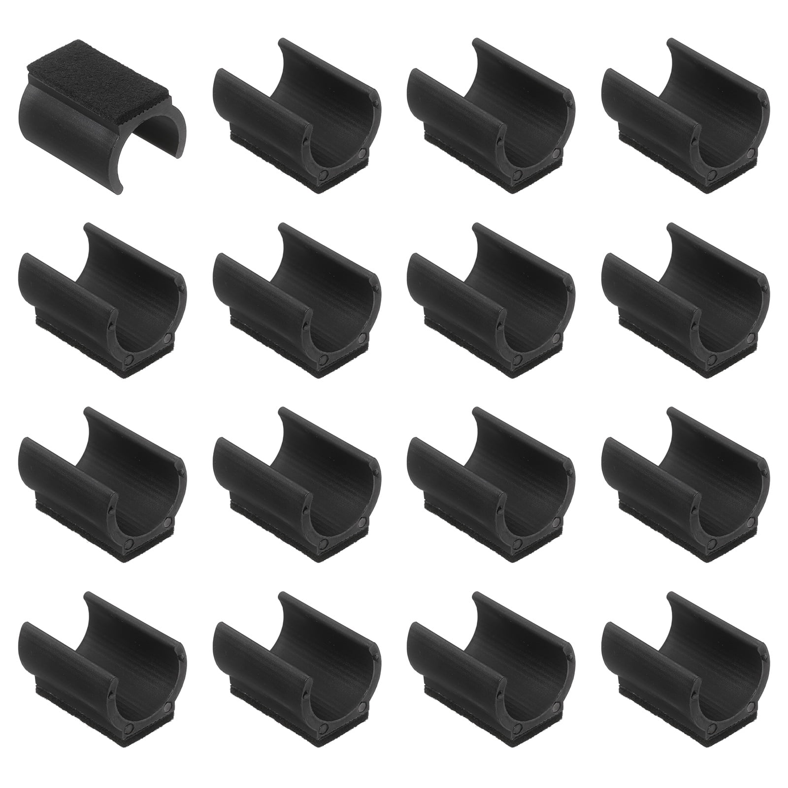 16 Pack Rectangle U Shaped Chair Leg Caps with Felt Pads, Fit 25mm Dia Tubular Legs, Slide Smoothly Furniture Feet Protector No Scratches No Noise for Hardwood Floors, Black