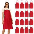 16 Pack Red Bib Aprons with 2 Pockets for Cooking Baking Painting ...