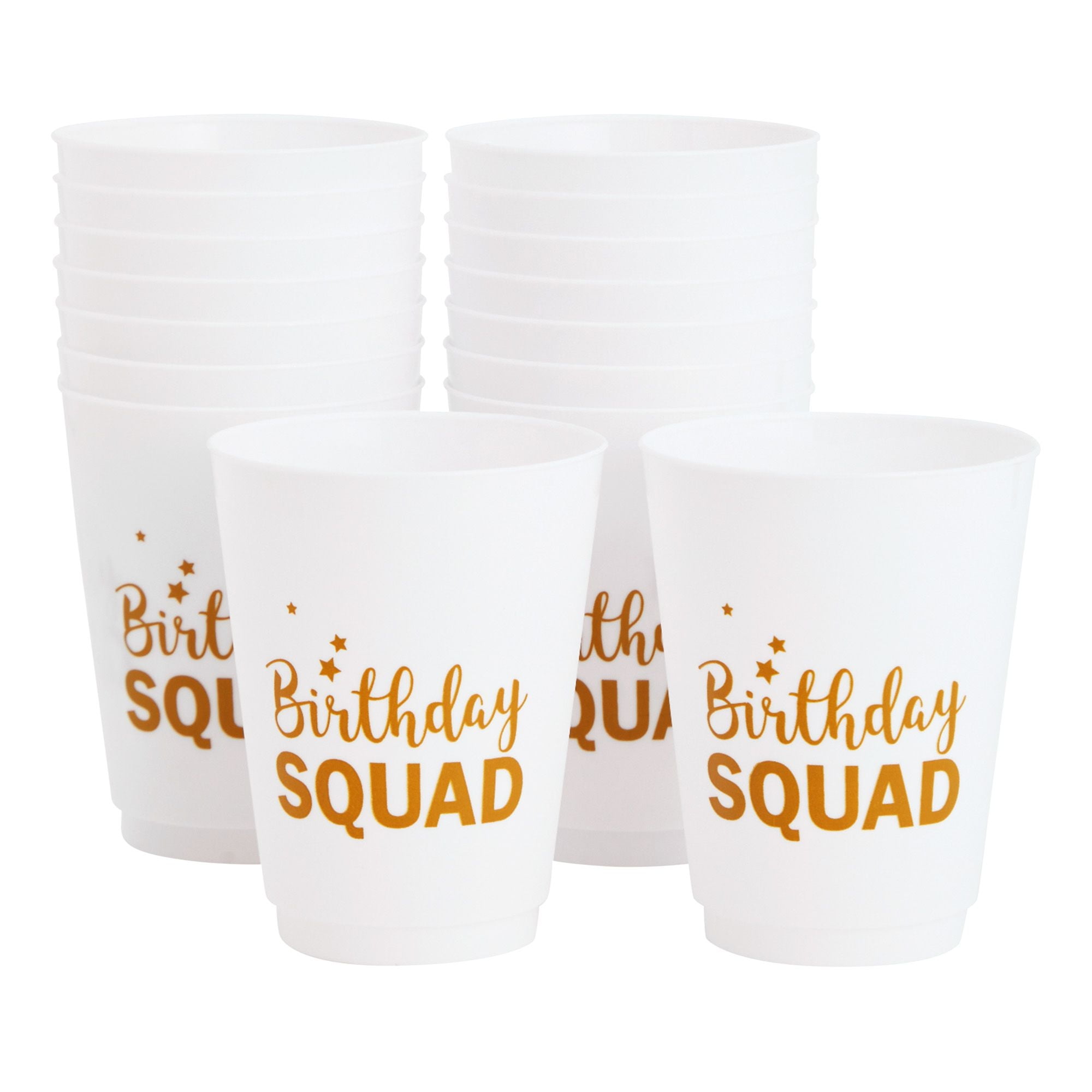 16 Pack Reusable Happy Birthday Party Cups for Women, Birthday Squad  Plastic Tumblers for Adults (White, 16 oz)