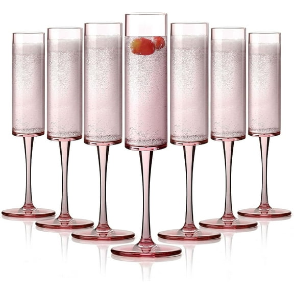 16 Pack Ribbed Acrylic Champagne Flutes, 5.5 Oz Unbreakable Goblet Glasses Reusable Champagne Toasting Cups - Modern & Elegant for Wedding Party Anniversary Christmas Birthday