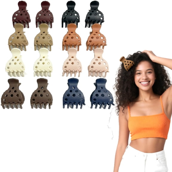 16-Pack Root Volume Clips for Curly, Wavy & Thick Hair - Double-Row Teeth, Lightweight & Snag-Free, for Diffusing & Air-Drying