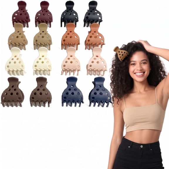 16-Pack Root Volume Clips for Curly, Wavy & Thick Hair - Double-Row Teeth, Lightweight & Snag-Free, for Diffusing & Air-Drying