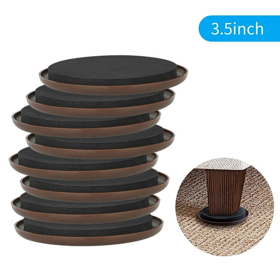16 Pack Round Furniture Sliders, 3.5 Inch Furniture Moving Glide Pads, Chair Leg Protectors Furniture Floor Mats Reusable Floor Protectors for Hardwood Floors Brown