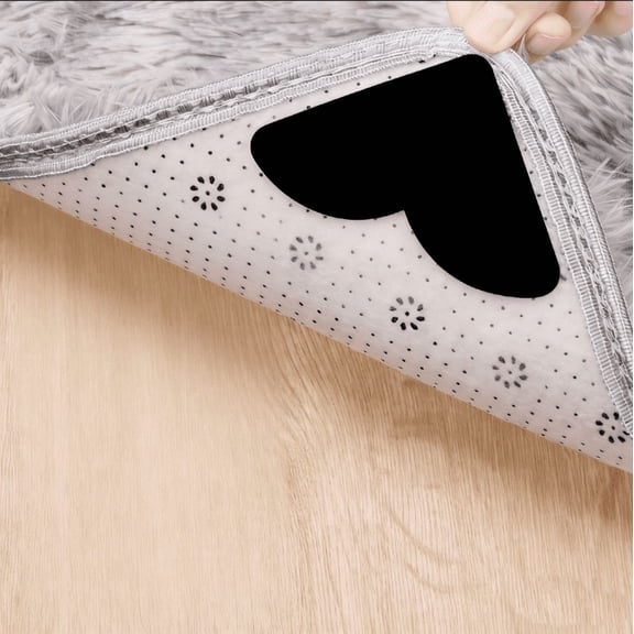 16 Pack Rug Corner Grippers for Hardwood Floors, No-Damage Non-Slip Rug Stickers for Area Rugs, Carpet Grip Pads (Black)