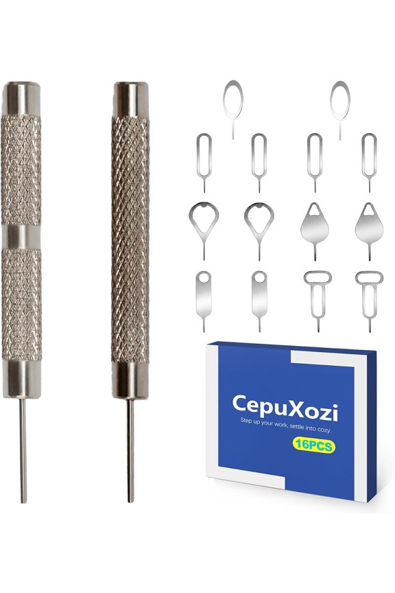 16 Pack SIM Card Removal Tool, Universal Ejector Pin Key for iPhone, iPad, Samsung, Tablet. Stainless Steel Phone Tray Opener, Heavy Duty SD Eject Needle, Silver