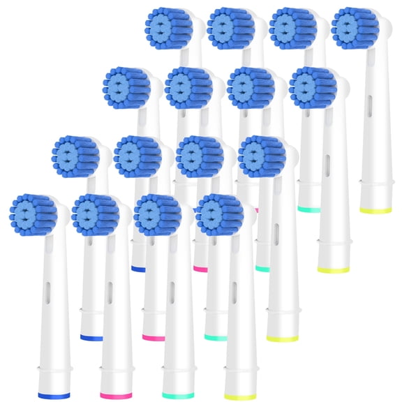 16 Pack Sensitive Clean Replacement Brush Heads for Oral B Electric Toothbrushes, Gum Care Toothbrush Head, Soft Bristles, White