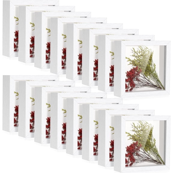16 Pack Shadow Box Frame 5x5, Perfect for Wedding Bouquet Preservation, Memorabilia, Ticket Stubs & Teacher Appreciation Gifts, White