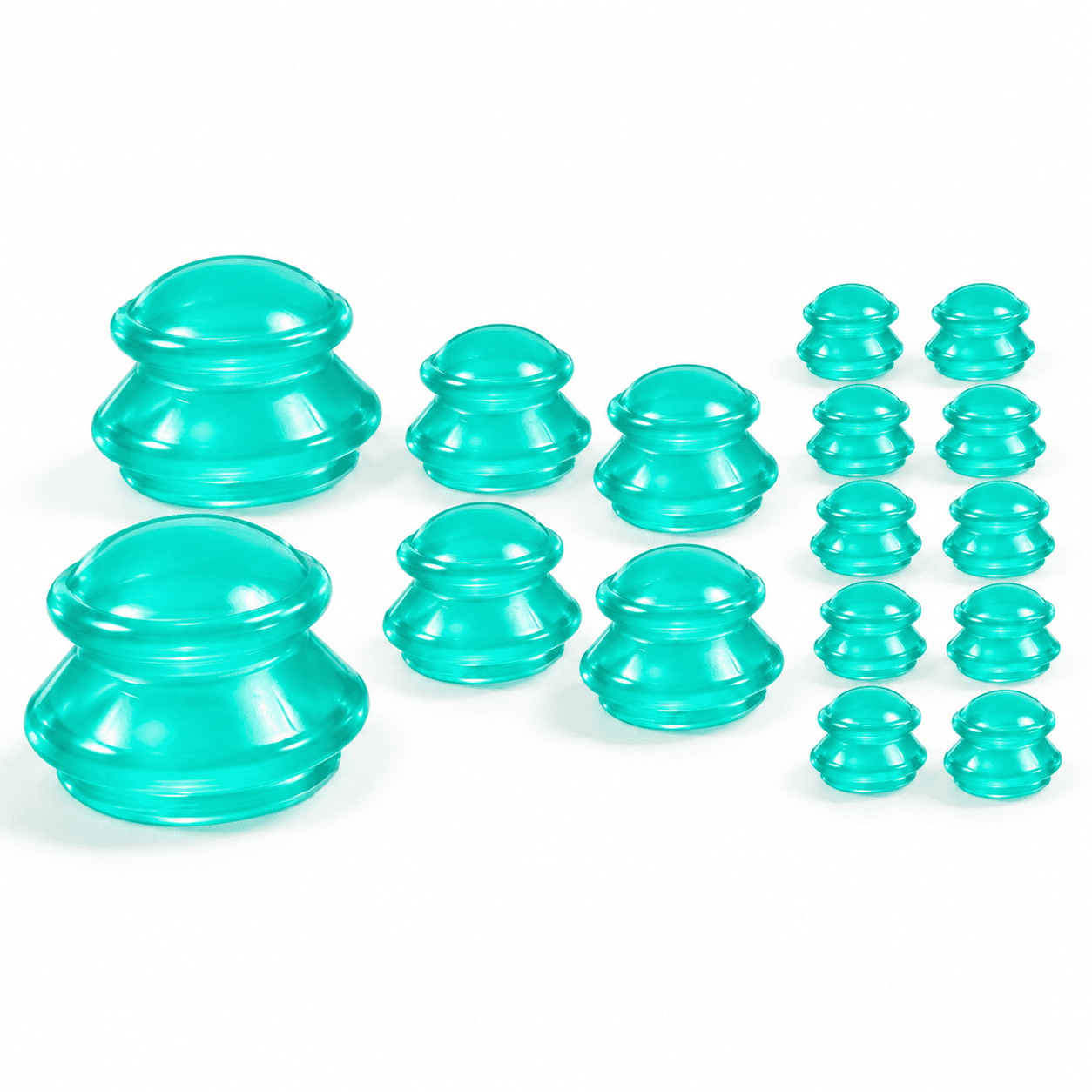 16 Pack Silicone Cupping Set 4 Sizes Green for Myofascial Wellness and ...