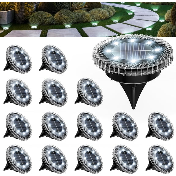 16 Pack Small Solar Ground Lights, Pathway Lights , Outdoor Solar Light for Garden, Driveway, Walkway, Backyard (Cool White)