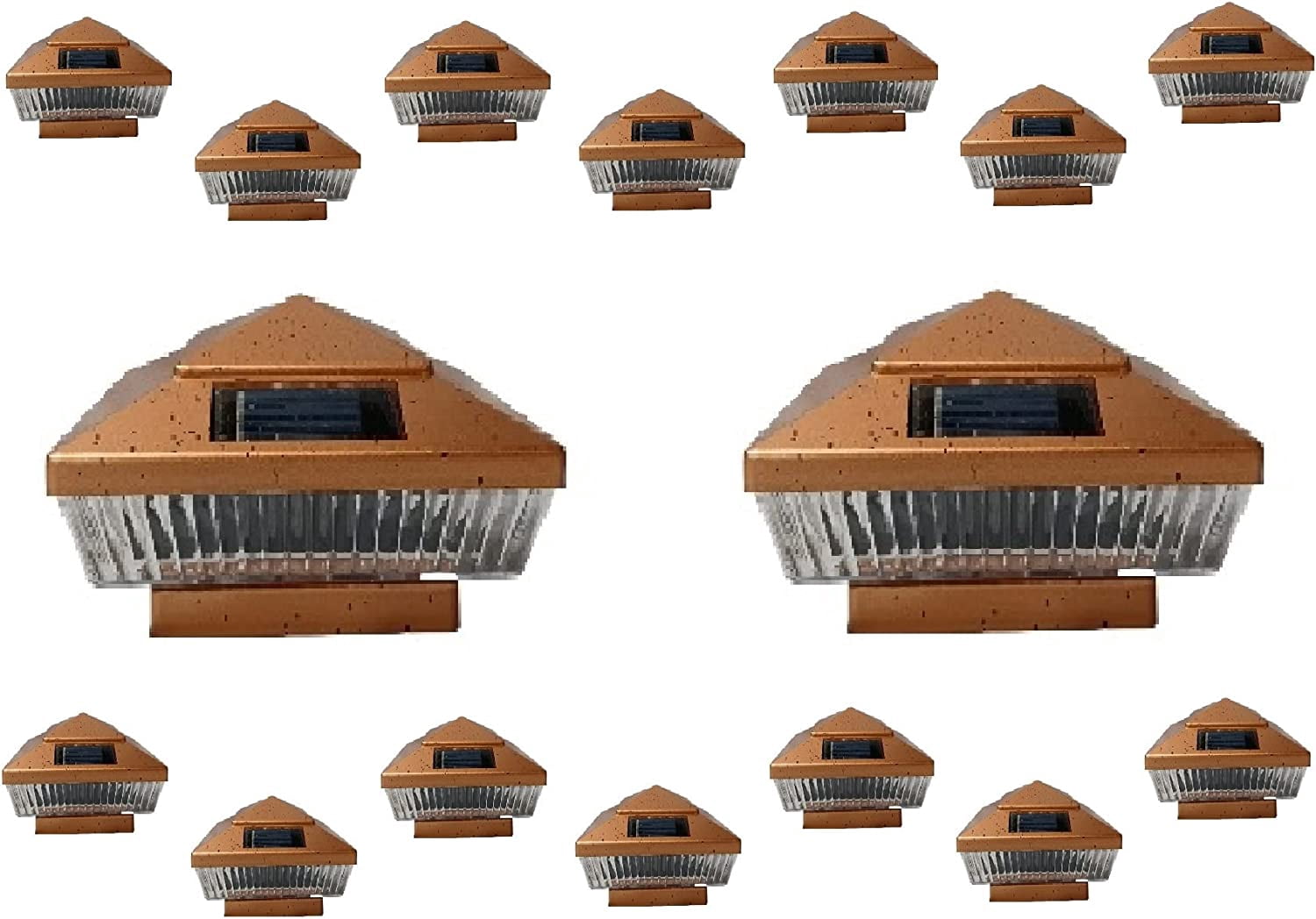 Starry Illuminate 4-Pack Solar Copper Fence Cap Lights - 4x4 Post Lights, No Wiring, Auto On/Off For Yard & Garden