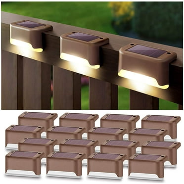 16 Pack Solar Deck Lights, Solar Step LED Lights for Outdoor, Waterproof Solar LED Lights for Deck, Step, Railing, Wall, Patio, Garden, Stair, Yard and Driveway Path (Warm White)