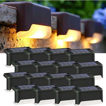 16 Pack Solar Deck Lights, Solar Step LED Lights for Outdoor, Waterproof Solar LED Lights for Deck, Step, Railing, Wall, Patio, Garden, Stair, Yard and Driveway Path (Warm White)