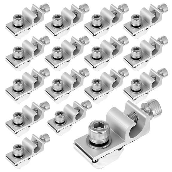 16 Pack Solar Panel Grounding Clamps Set Aluminum Alloy Silver