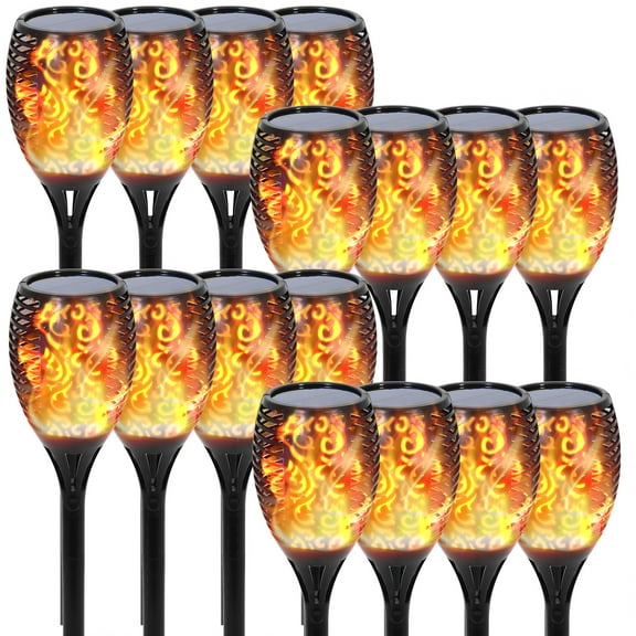 16 Pack Solar Torch Lights Outdoor 43", 96 LED Waterproof Landscape Garden Pathway Light with Vivid Dancing Flickering Flames, Auto On/Off Dusk to Dawn, Lawn Patio Yard Xmas Decoration