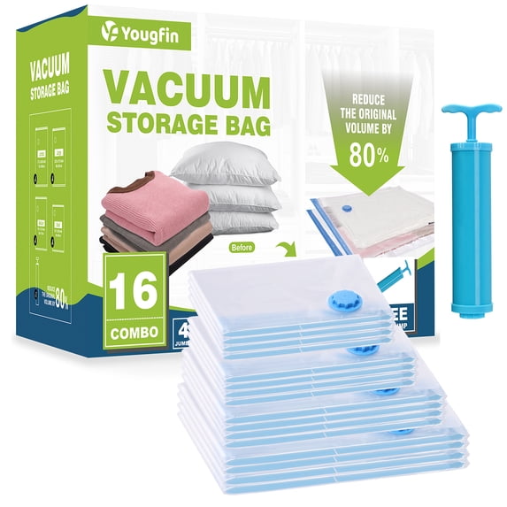 16 Pack Space Saver Vacuum Storage Bags(4 Jumbo/4 Large/4 Medium/4 Small)