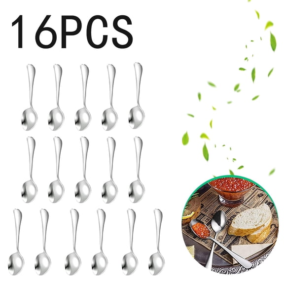 16-Pack Stainless Steel Dinner Spoons - Durable Rust-Resistant Reusable Heat-Resistant Easy To Clean Polished Finish - For Home Kitchen Dining Tables Parties Gatherings Weddings