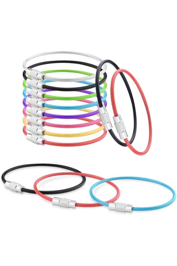 16 Pack Stainless Steel Loops 2mm Coated Wire Keychain Cable Large Keyrings 6 inch Key Chain for Luggage Tags, Key Tags, Keyrings, Kitchen utensils, Duster-Assorted Colors
