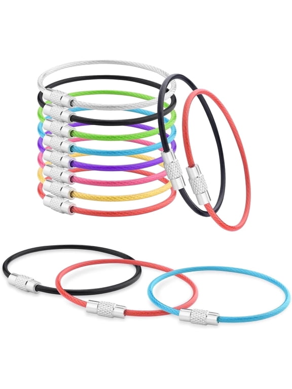 16 Pack Stainless Steel Loops 2mm Coated Wire Keychain Cable Large Keyrings 6 inch Key Chain for Luggage Tags, Key Tags, Keyrings, Kitchen utensils, Duster-Assorted Colors