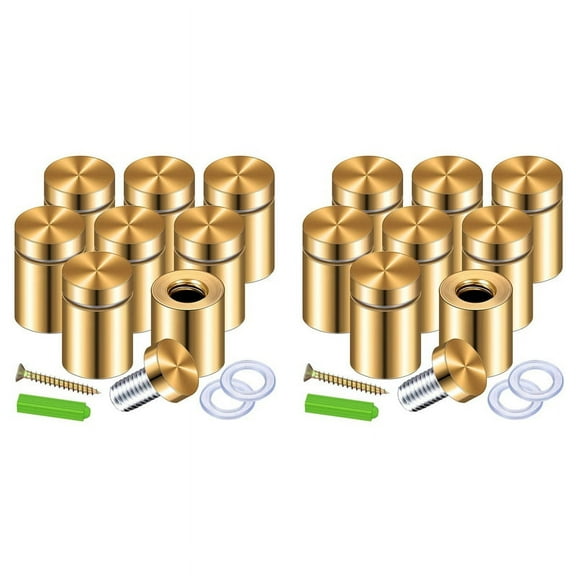 16 Pack Standoff Screws 3/4 x 6/5 Inch Gold Sign Standoffs Hanging Acrylic Picture Frame Advertising Kit