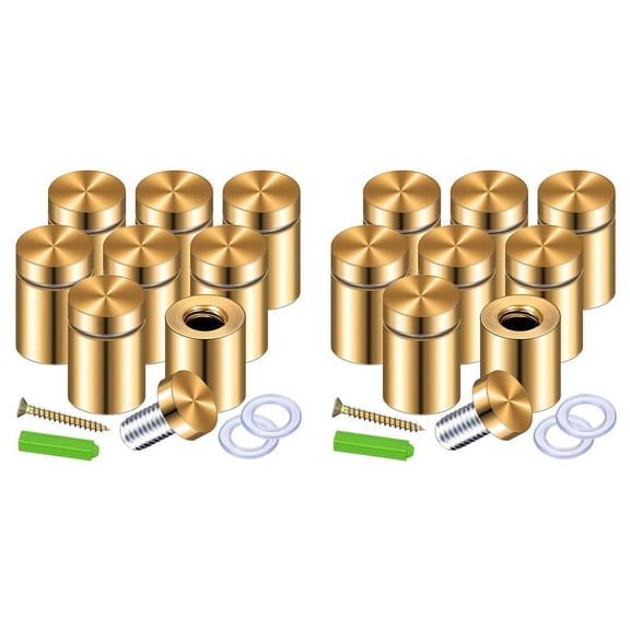 16 Pack Standoff Screws 3/4 x 6/5 Inch Gold Sign Standoffs Hanging Acrylic Picture Frame Advertising Screws Kit