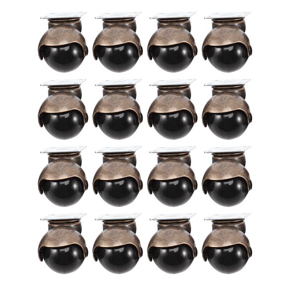 [16 Pack] Swivel Top Plate Hooded Ball Caster Wheels, Antique Bronze (1.5-Inch No Brake)