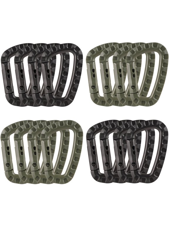16 Pack Tactical Carabiners Keychain D Rings Spring Snap Gear Clip Utility Hooks Backpack Hanging Buckle Travelling for Camping