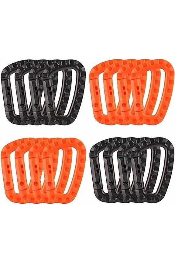 16 Pack Tactical Carabiners Keychain D Rings Spring Snap Gear Clip Utility Hooks Backpack Hanging Buckle Travelling for Camping