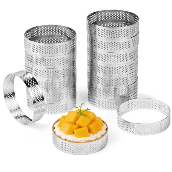 16 Pack Tart Rings,Stainless Steel 4 Inch Cookie Rings For Baking Small Pastry Rings Mousse Cake ring Heat-Resistant Crumpet Ring for Cooking Dessert