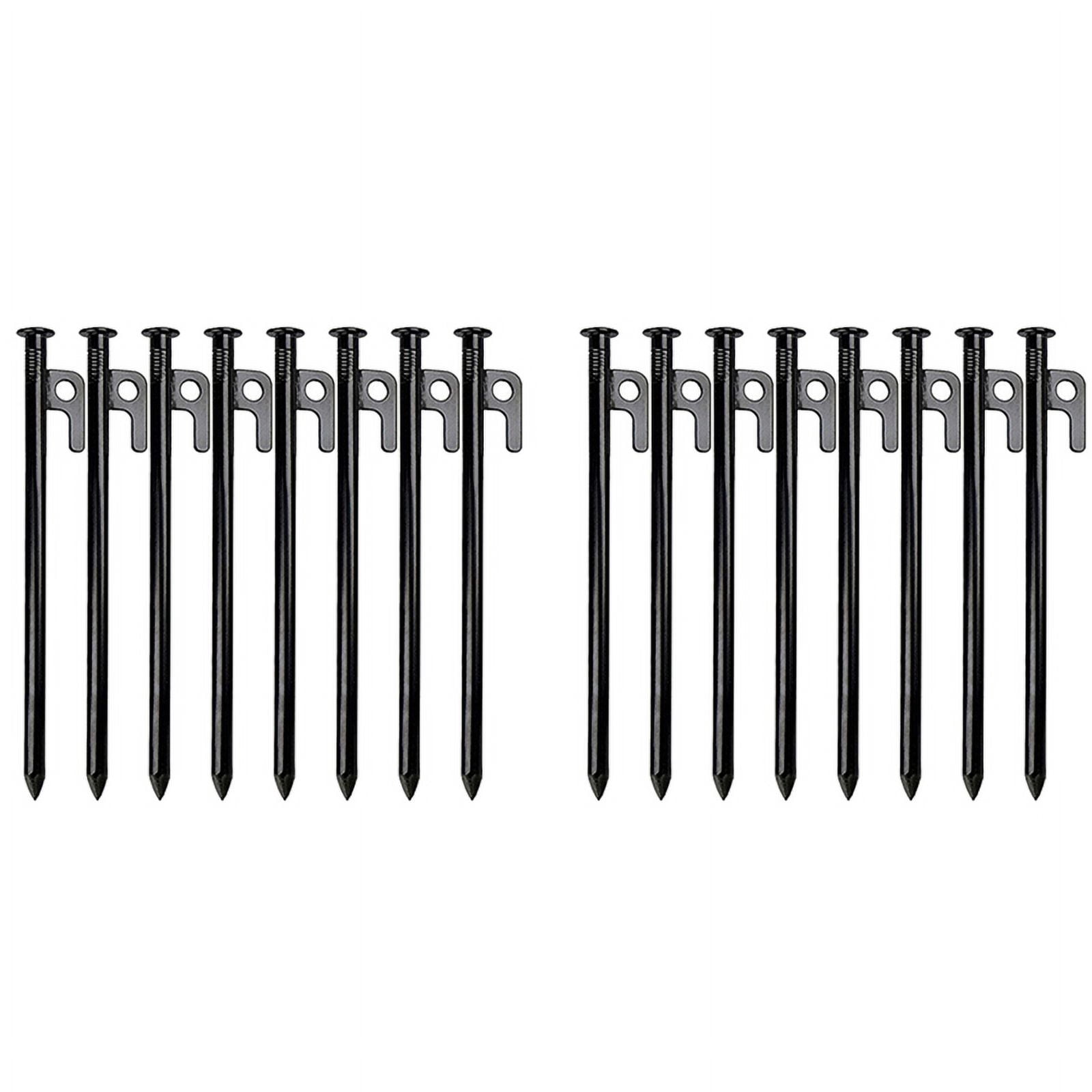 16 Pack Tent Stakes Heavy Duty Metal Tent Pegs for Camping Steel Tent Stakes Unbreakable and Inflexible,40cm,16 x Tent Stakes Tarp Peg,Black