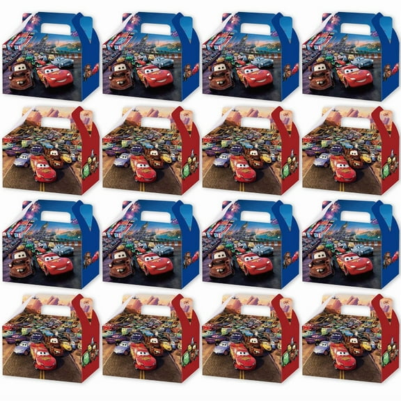 16 Pack Toy Story Cars Party Favor Boxes - Cars Themed Goodie Gift Boxes for Kids' Birthday Party Supplies, Treat Candy Boxes with Handles