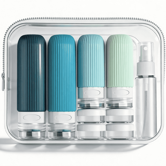 Micebay Silicone Travel Bottles, Leak Proof Toiletry Containers for Shampoo, Conditioner & Lotion, Blue