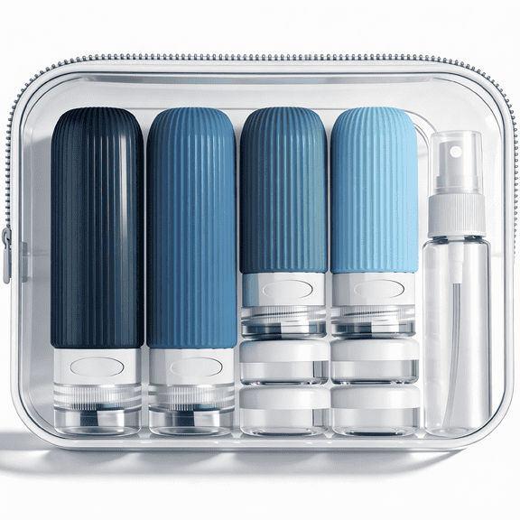 Micebay Silicone Travel Bottles, Leak Proof Toiletry Containers for Shampoo, Conditioner & Lotion, Navy