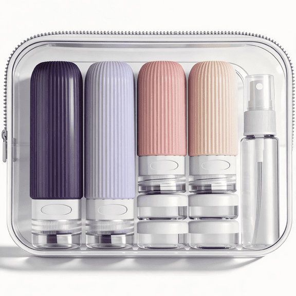 Micebay Silicone Travel Bottles, Leak Proof Toiletry Containers for Shampoo, Conditioner & Lotion, Purple