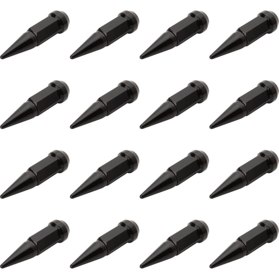 (16 Pack) Tusk Spike Tapered Lug Nut 12mm x 1.25mm Thread Pitch Black For Kawasaki MULE 4010 4x4 2009-2024