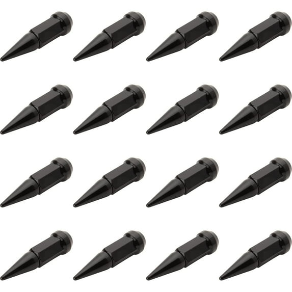 (16 Pack) Tusk Spike Tapered Lug Nut 12mm x 1.50mm Thread Pitch Black For Polaris RZR Turbo R Premium 2022-2024
