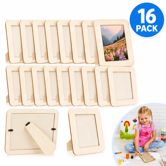16 Pack Unfinished Wooden Picture Frames for Crafts, 7.48x5.5 inch DIY Wooden Frames for Photo Decor