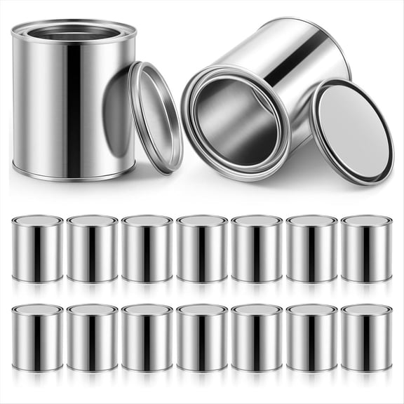 16 Pack Unlined Can 0.84 Pint Empty Metal Paint Cans with Lids Small Paint Can Multipurpose Paint Pail Paint Buckets,16 x paint can,Silver