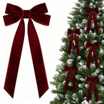 16 Pack Velvet Christmas Bows 7.7x4 Inch, Decorative Gift Bow Ties for Tree Wreath Present Wrapping, Craft Party Supplies for Holiday Decor, Rich Red Fabric Bows