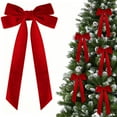 thumbnail image 1 of 16 Pack Velvet Christmas Bows 7.7x4 Inch, Decorative Gift Bow Ties for Tree Wreath Present Wrapping, Craft Party Supplies for Holiday Decor, Rich Red Fabric Bows, 1 of 7