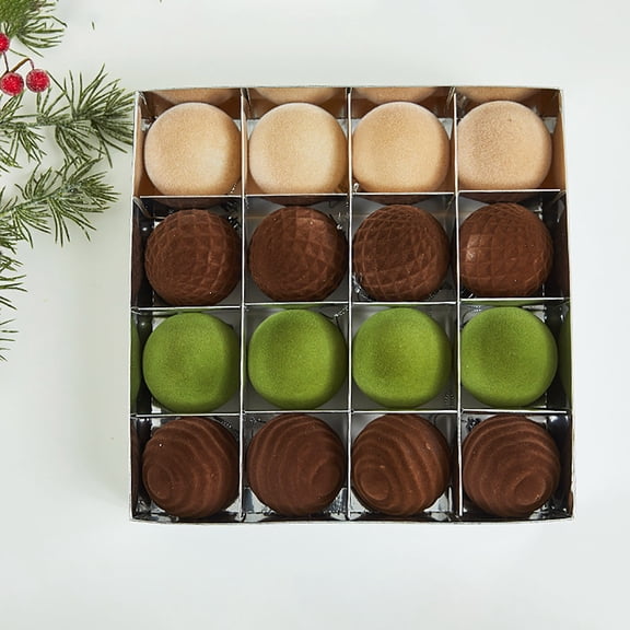 16 Pack Velvet Christmas Ornaments, 2.4 in Flocked Christmas Tree Balls Set, Shatterproof Hanging Baubles Ornaments for Xmas Tree Fireplace Wall Holiday Home Party Decor