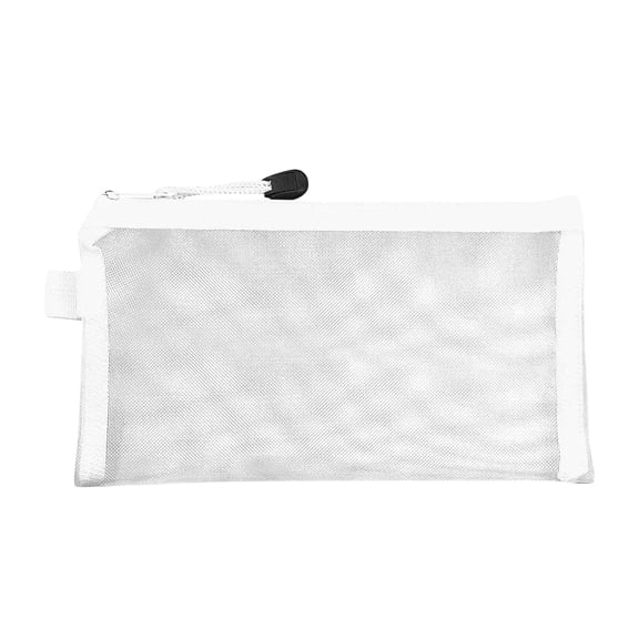 1-Pack White Small Mesh Cosmetic Bags – Nylon Makeup Pouches with Zipper for Home, Office, Purse, and Travel Organization