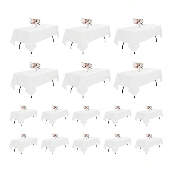 16 Pack White Tablecloth 60 X 102 Inch - Rectangle Table Cloth For 6 Feet Table Stain And Wrinkle Resistant Washable Polyester Table Cover For Dining Wedding Banquet Party Buffet Restaurant