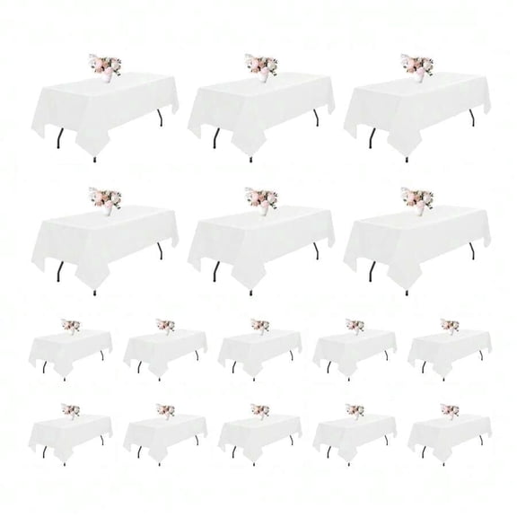 16 Pack White Tablecloth 60 X 102 Inch - Rectangle Table Cloth For 6 Feet Table Stain And Wrinkle Resistant Washable Polyester Table Cover For Dining Wedding Banquet Party Buffet Restaurant