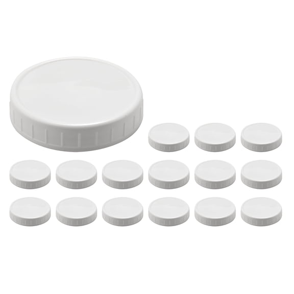 Leak-Proof Wide Mouth Mason Jar Lids, Plastic Replacement Caps, 16 Pack By PULMCheerger