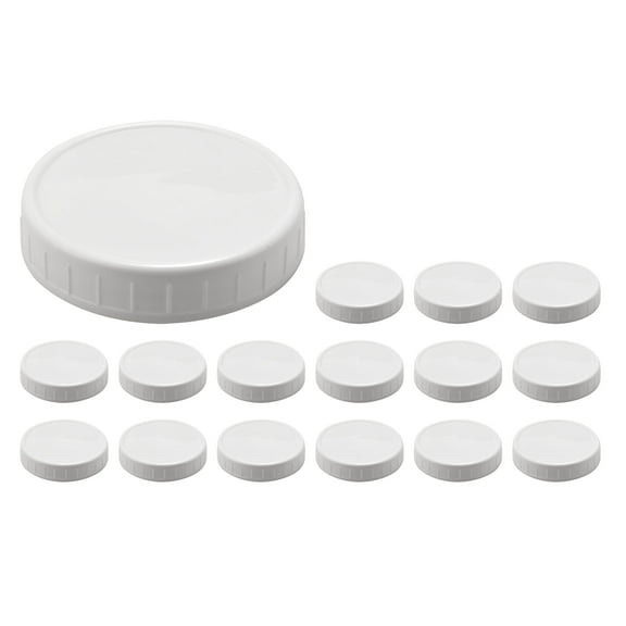 NEW HABIITS Leak-Proof Wide Mouth Mason Jar Lids, Plastic Caps, 16 Count
