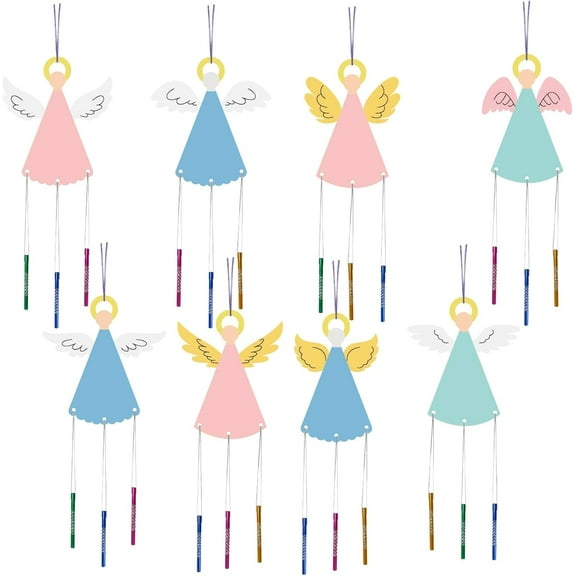 16 Pack Wind Chime Kits DIY Make Your Own Angel Fairy Wind Chime Coloring Wooden Easter Craft for DIY DIY Crafts Activity Birthday Christmas Summer Party Decoration
